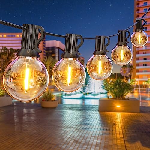 LED Lichterkette Außen, GPATIO 18M Lichterkette außen strom mit 30+1 Stk. Warmweiße G40 Glühbirnen Plastik, IP45 Wasserdicht Innen/ Außen Lichterketten für Gart