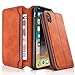 REALIKE iPhone X Wallet Case iPhone PU Leather Case iPhone X Flip Cover Case with Card Slot Holder Pocket Shockproof Protection Magnetic Closed Case for Men and Women-Tan