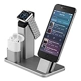 Apple Watch Stand.ZIKU Aluminum 4 in 1 Apple Watch iPhone AirPods Charging Stand Dock station for Apple Watch 3/2/1/ AirPods/ iPhone X/8/8Plus/7 Plus /6S /6S Plus/ iPad- GRAY