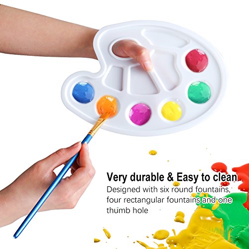 Rusee 12 Künstlerpinsel, 2 Mischpalette, Wasserfarben Nylon Pinsel Set, Acryl Aquarell Ölgemälde Pinsel Mit Paint Tray… – Bild 6