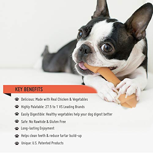 LuvChew Premium Peanut Butter Dog Chew Bones, Rawhide Alternative, Made