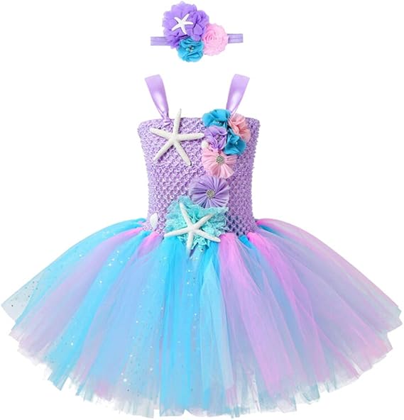 Amazon T Tooyful 子供ドレス チュチュ ワンピース 女の子 マーメイド衣装 ヒトデ飾り パーティードレス パフォーマンス フォーマル 通販