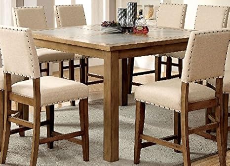 Furniture Of America Mobel Von Amerika Cm3531pt Melston Ii Stein Zahler Hohe Tisch Esstisch Amazon De Kuche Haushalt