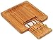 Cheese Board and Knife Set - Bamboo Serving Tray with Knives & Slate Labels - Large Wooden Meat Cheese Crackers Bread Charcuterie Cutting Platter - Hidden Knife Drawer - Entertaining Gift