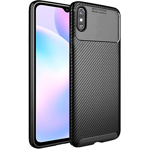 TheGiftKart Rugged Carbon Fibre Redmi 9A / Redmi 9i Armor Back Cover