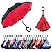 Newsight Reverse Umbrella, Double Layer Inverted Umbrella Upside Down, Self Stand, C Shape Handle, Inverse Inside Out Folding for Car, Windproof, Waterproof, Sun Protective (Red)