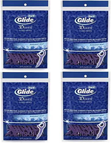Oral-B glide 3D White Floss Picks Radiant Mint 75 Count (Pack Of 4)