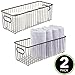 mDesign Deep Metal Bathroom Storage Organizer Basket Bin - Farmhouse Wire Grid Design - for Cabinets, Shelves, Closets, Vanity Countertops, Bedrooms, Under Sinks - 2 Pack - Bronze