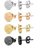 Jstyle 4 Pairs Stainless Steel Stud Earrings for Men Women Ear Piercing 6-8mm