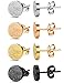 Jstyle 4 Pairs Stainless Steel Stud Earrings for Men Women Ear Piercing 6-8mm