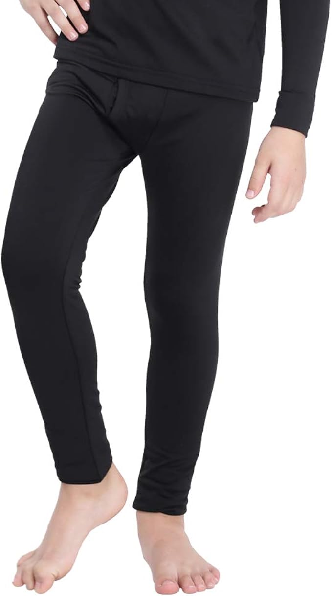 Subuteay Boys Thermal Underwear Fleece Lined Kids Base Layer Long Johns