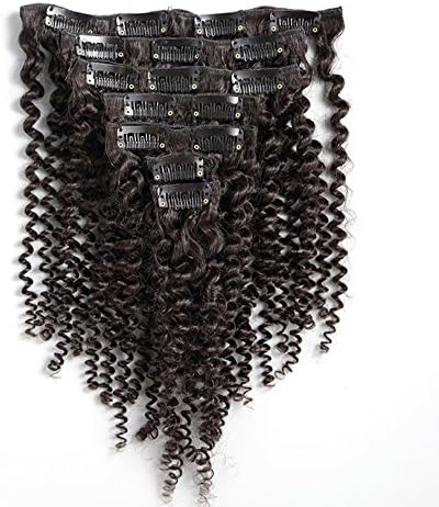 Keyu Human Hair Kinky Curly Hair Extensions Kinky Yaki Clip In Virgin Hair 3C and 4A type Natural Black Volume 7Pcs/Set 70g (22")