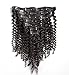 Keyu Afro Kinky Curly Clip in Human Hair Extensions Hair Weft 7Pcs/Set 70g Natural Black (12