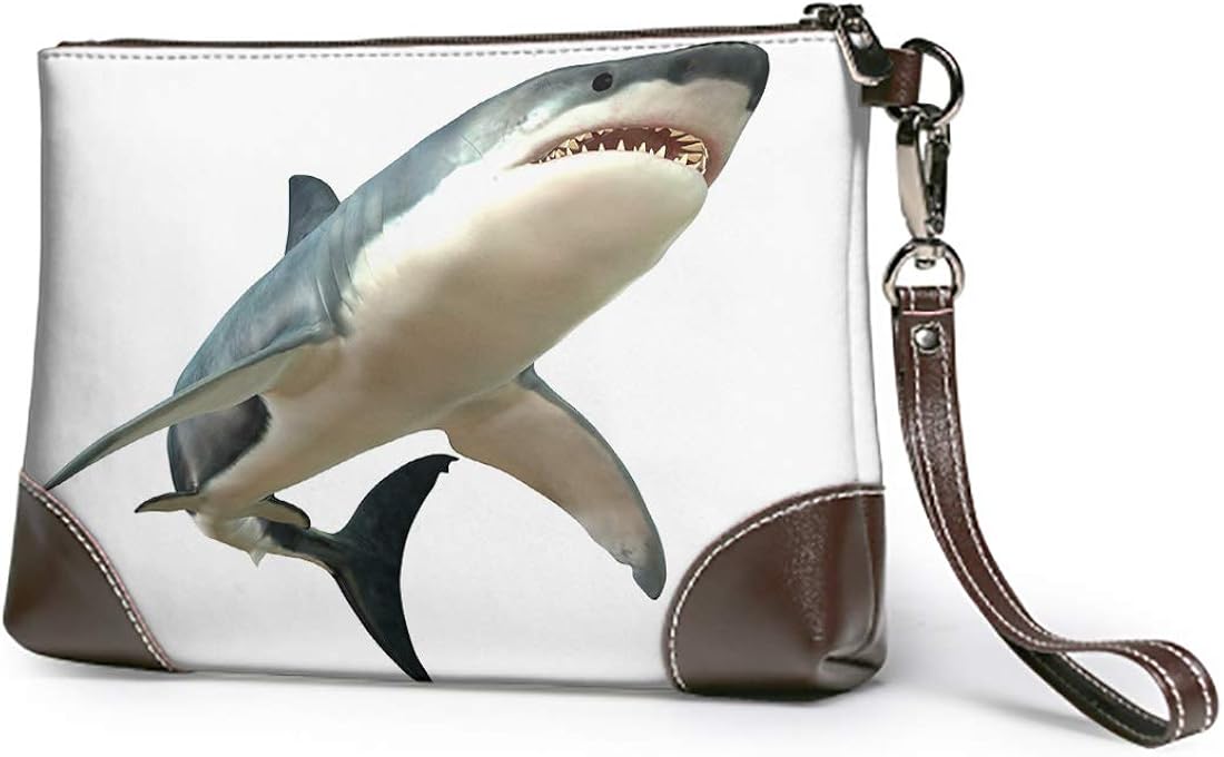 Emvency Wristlet Wallet Zipper Great White Shark Body Is Lightweight Small Clutch Phone Wristlet Wallet with Strap for Women Man