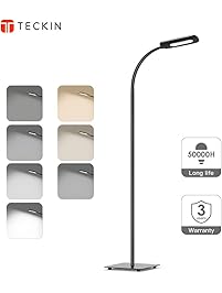 Floor Lamp, LED Floor Light, TECKIN Reading Standing Lamp Dimmable for Living Room Bedroom, 50,000 Hours Lifespan & High Lumens,Touch Control Floor Light, 3 Color Temperatures, 4 Level Brightness