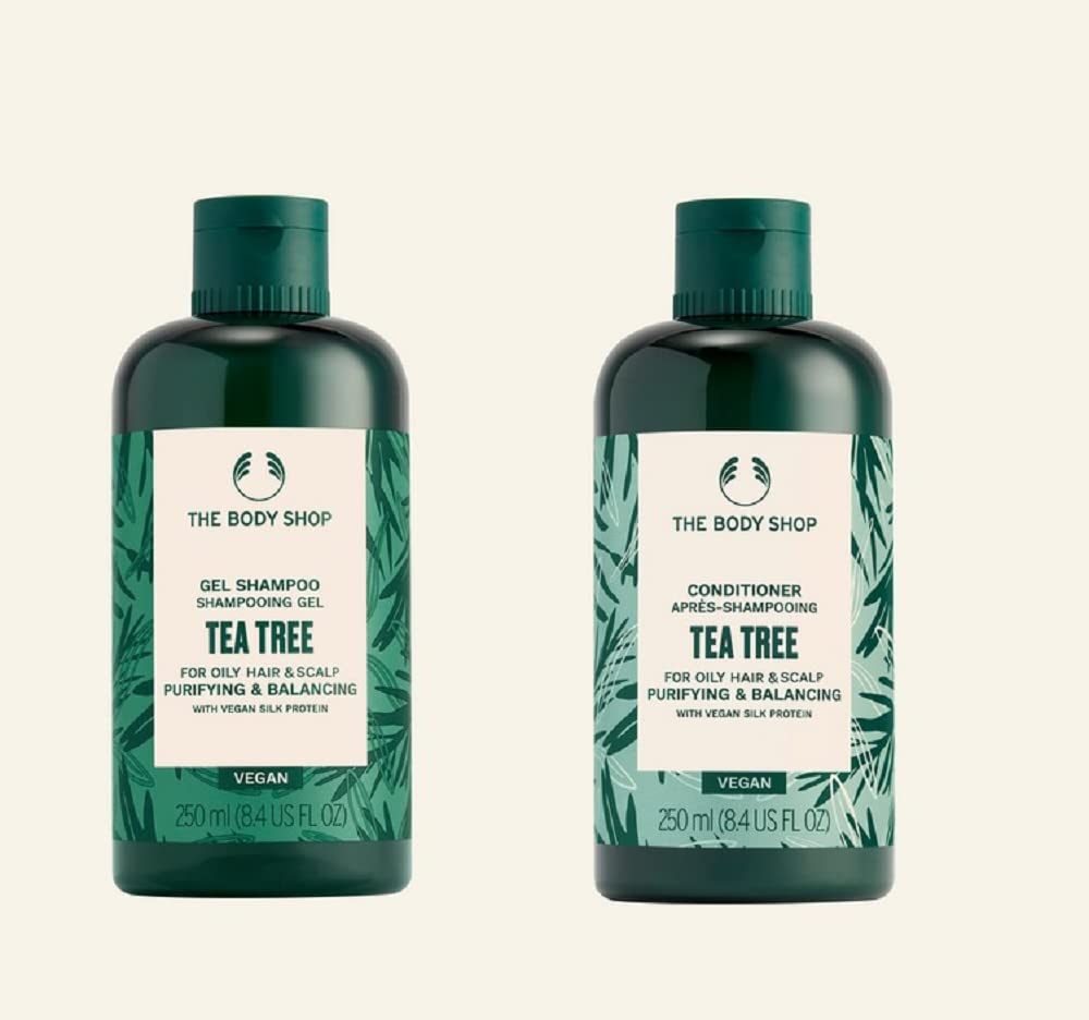 The Body Shop Tea Tree Shampoo Conditioner Set 250ml each Purifyng Balancing Vegan