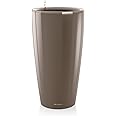 Lechuza Rondo 32 Self Watering Planter Large Garden Flower Plant Pot Indoor Outdoor Plastic Planter with Drainage Hole D40 H75 cm Shiny Taupe