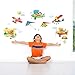 DECOWALL DA-1506BC Animal Biplanes with Hang Glider Kids Wall Stickers Wall Decals Peel and Stick Removable Wall Stickers for Kids Nursery Bedroom Living Room d?cor