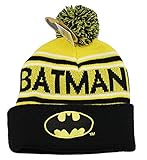 Batman Text Yellow Pom Pom Beanie
