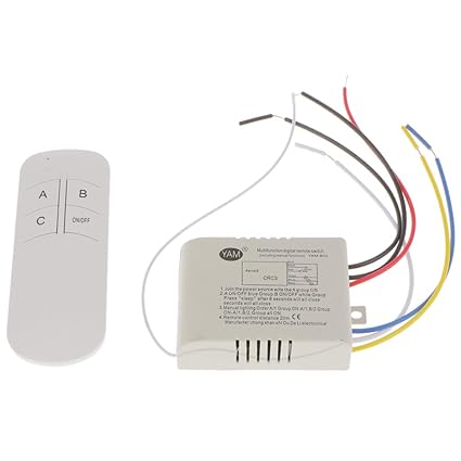 MagiDeal 220V Receptor sin Hilos de Tres Vías del Interruptor Teledirigido de La Luz RF Lámpara