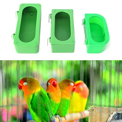Onpiece Bird Parrot Water Food Feeding Bowl Cage Plastic Hanging Bird Feeder (L)