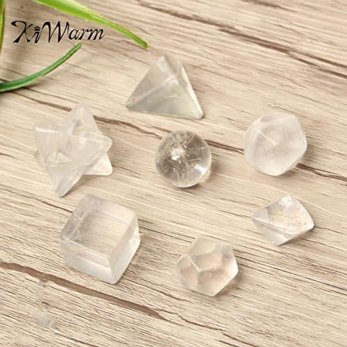 7 Pcs Multi Clear Transparent Quartz Solids Sacred Geometric Set Healing Crystal Kit Home Ornament Art Craft