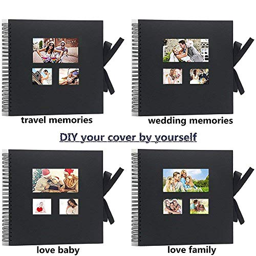 12x12 Inch Black Page Scrapbook Photo Album with Photo Opening, Guest