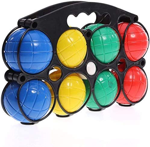 Vivo Technologies 8pc Plastic French Boules Set Petanque Balls Garden Game Free Carry Case NEW Fun Kids Entertain Multi Color