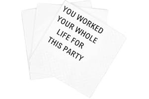SharkBliss Funny Retirement Quotes Cocktail Napkins, 100 Pack You Worked Your Whole Life For This Party Anniversary Graduatio