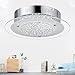 AUDIAN Modern Roundness Glass Shade K9 Crystal Bead Ceiling Flush Mount Polished Chrome LED Light for Porch, Balcony, Children's Room, Bathroom - W11H2.8''
