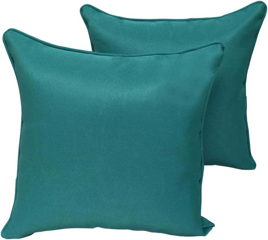 Vanteriam 2 Pack Decorative Outdoor Solid Waterproof Throw Pillow Cover with Piping, Accent Pillow case for Outdoor Patio Furniture Set, Square 18''x18'' Dark Blue