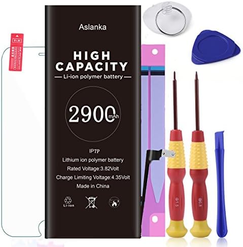 Aslanka Battery for iP7 Plus, 0 Cycle of 2900 mAh Replacement Battery, Full Set of Repair Tools Include Adhesive &amp; Instruction and Screen Protector -[2 Year Warranty]