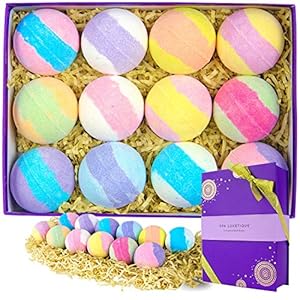 Bath Bombs Gift Set – Spa Luxetique Natural Bath Bombs Spa Gift Set, 12 x 3.2oz Handmade Bubble Bath Gift Set, Vegan Spa…