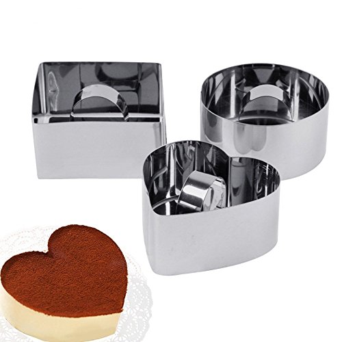 Wewin Mousses Cookie Cutter 3D Stainless Steel Pastry Biscuit Fondant Cake Baking Mold Wedding Cake Decorating Tools (Square)