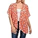 BASICO Women's Floral Print Kimono Cardigan Loose Open Front Lightweight Chiffon Vest Cardigan Cover up