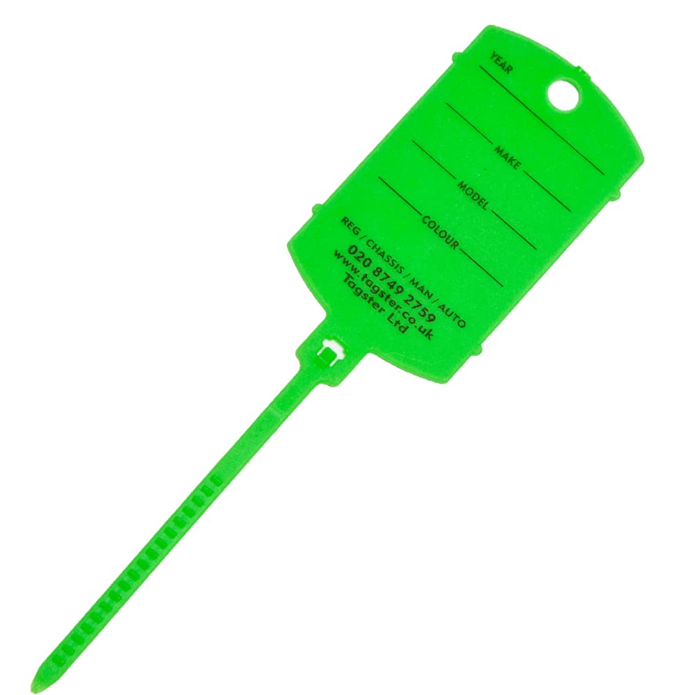 Key Tags - Motor Dealership Plastic Key Tags (200) with self looping Tails (Green)