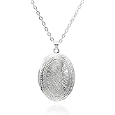 POYAMUSE Vintage Locket Necklace for Women, Gold Silver Locket Pendant Necklace for Women, Classic Keepsake Necklace Jewelry