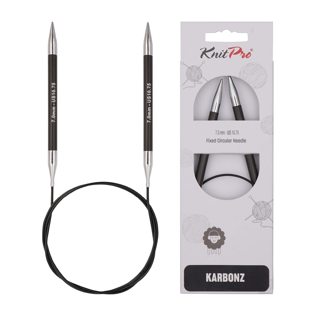 KnitPro Karbonz Fixed Circular Needles 32" (80cm) | 7.00mm