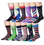 James Fiallo Mens 12 Pairs Patterned Dress Socks, Fits shoe 6-12 (sock size 10-13), M169-A-12