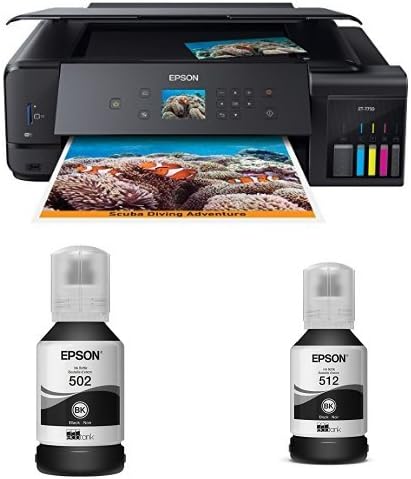 Epson Expression Premium ET-7750 EcoTank Wireless Wide-format 5-Color All-in-One Supertank Printer with Scanner, Copier with Black Auto-Stop Ink Bottle and Black Auto-Stop Ink Bottle