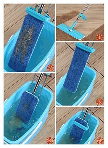 image for Microfiber Floor Mop, Ohuhu 2-Pack Hands Free Self Wringing Mops for F