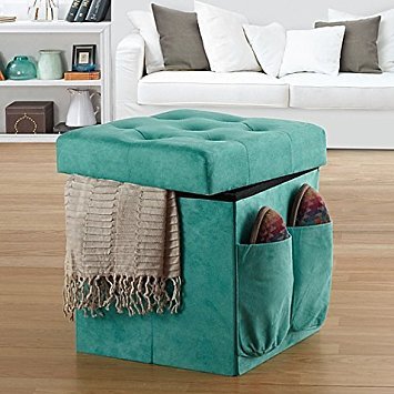Anthology Sit & Store Folding Ottoman (Tufted Aqua)