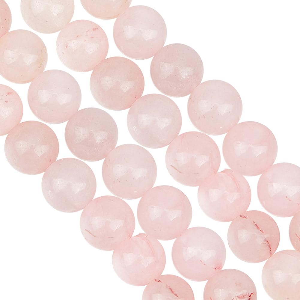 GOMAKERER 94 Pcs Natural Rose Quartz Beads, 8mm Pink Round Craft Bead for Jewelry Making (2 Strands)