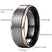 King Will Mens 8mm Brushed Finish Tungsten Carbide Ring 18K Rose Gold Plated Comfort Fit Wedding Band Black Inside