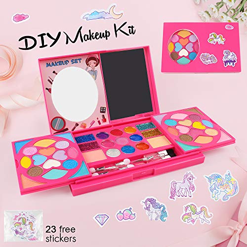 AMOSTING Real Makeup Toy For Girls Washable Cosmetic Set Pretend Play Gifts for Toddler Kids