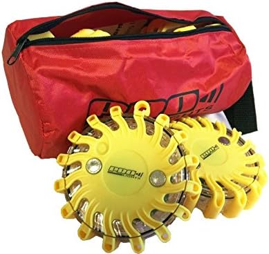 Genuine Pro Lights Amber LED Safety Flare 6 Pack with Replaceable Lithium Battery and Travel Bag