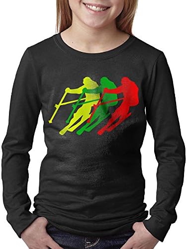 100% Cotton Youth Big Girls Boys Retro Style Skiing Reggae Long Sleeve T Shirts Tees M Soft Comfort