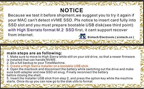 Sintech NGFF M.2 nVME SSD Adapter Card For Upgrade 2013-2015 MacBook, Black - Image 3