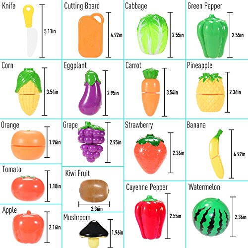 image for ThinkMax Play Food Set for Kids, 18 Pcs Cutting Food Toy for Pretend P