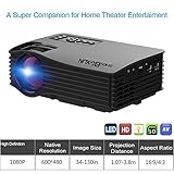 Shenboxun 2017 Projector (Warranty Included), Mini LCD LED Multimedia Portable Video Projector For Home Cinema Theater Support HD 1080P With HDMI USB SD AV Ports